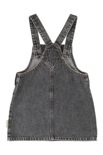Piupiuchick,Short Dress with Straps Washed Black Denim with Apple Print [2]