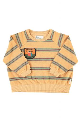 Piupiuchick,Terry Cotton Sweatshirt Sand with Double Stripes