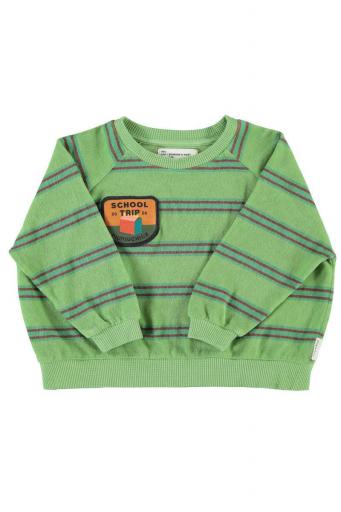 Piupiuchick,Terry Cotton Sweatshirt Green with Double Stripes