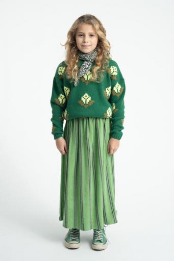Piupiuchick,Long Skirt Green with Double Stripes [2]