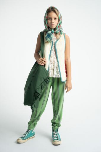 Piupiuchick,Jogging Pants Green with Double Stripes [2]
