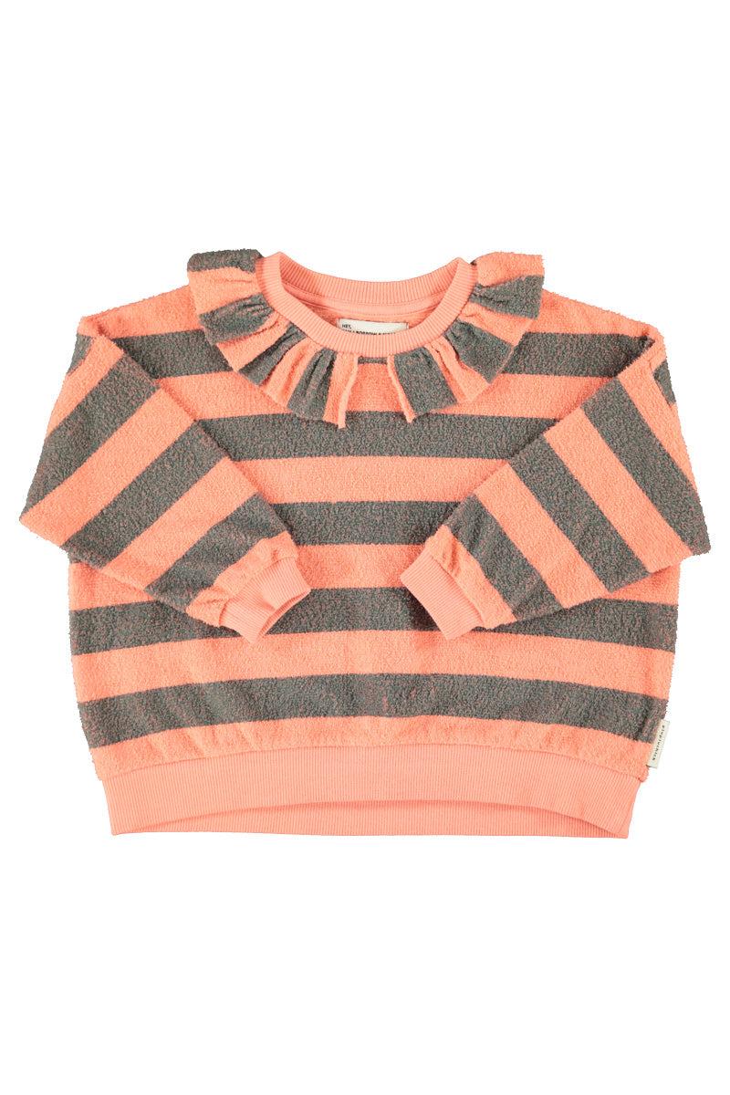 Piupiuchick,Sweatshirt with Collar Pink & Green Stripes