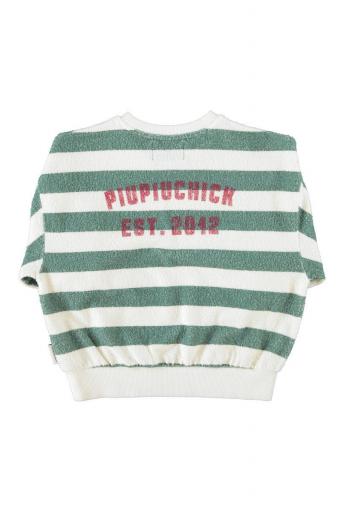 Piupiuchick,Sweatshirt Ecru & Green Stripes with "piupiuchick" Print [1]