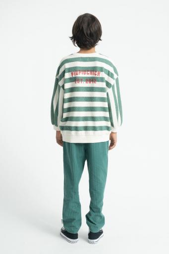 Piupiuchick,Sweatshirt Ecru & Green Stripes with "piupiuchick" Print [2]