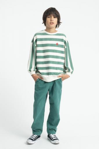 Piupiuchick,Sweatshirt Ecru & Green Stripes with "piupiuchick" Print [3]
