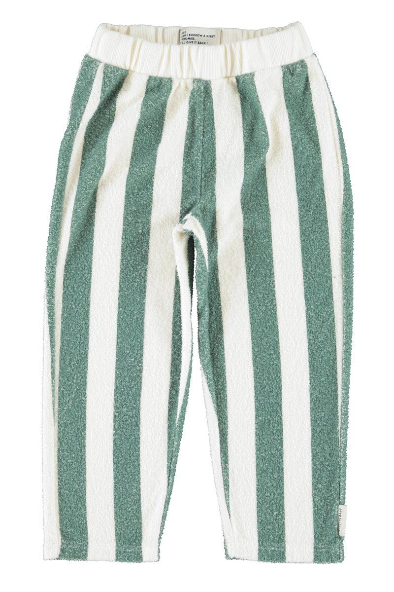 Piupiuchick,Jogging Pants Ecru & Green Stripes