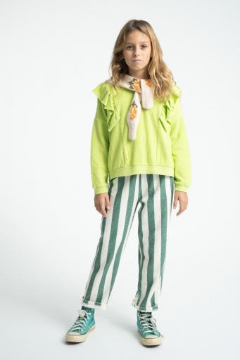 Piupiuchick,Jogging Pants Ecru & Green Stripes [2]