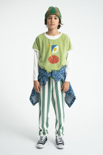 Piupiuchick,Terry Cotton T'shirt Green with Desk Lamp Print [1]