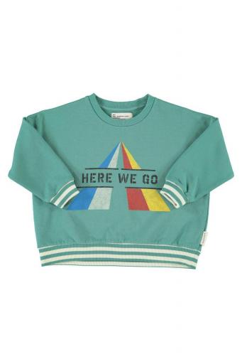 Piupiuchick,Sweatshirt Green with "here We Go" Print