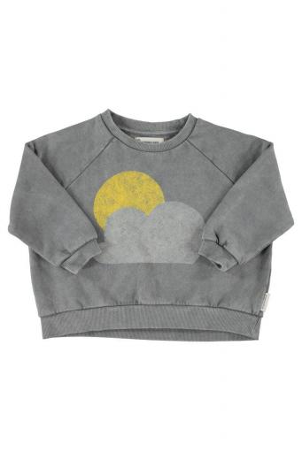 Piupiuchick,Sweatshirt Grey with Sun & Cloud Print