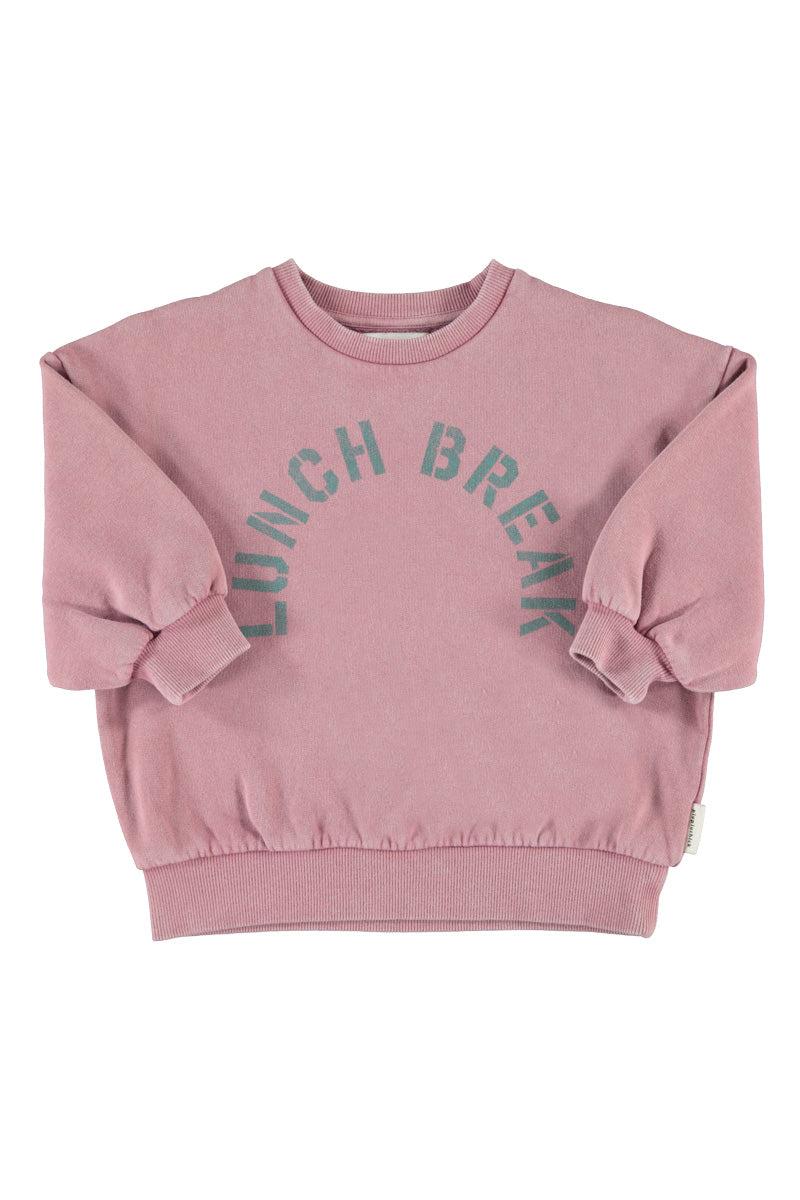 Piupiuchick,Oversized Sweatshirt Pink with "lunch Break" Print