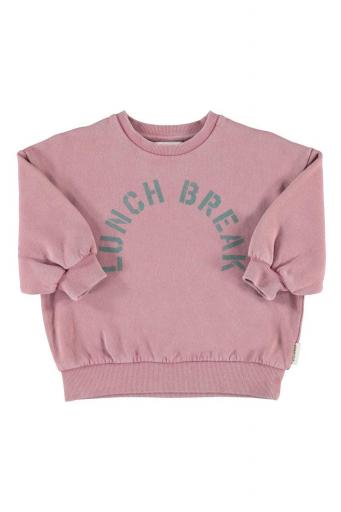 Piupiuchick,Oversized Sweatshirt Pink with "lunch Break" Print