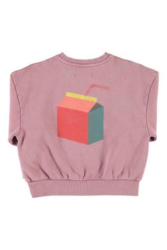Piupiuchick,Oversized Sweatshirt Pink with "lunch Break" Print [2]