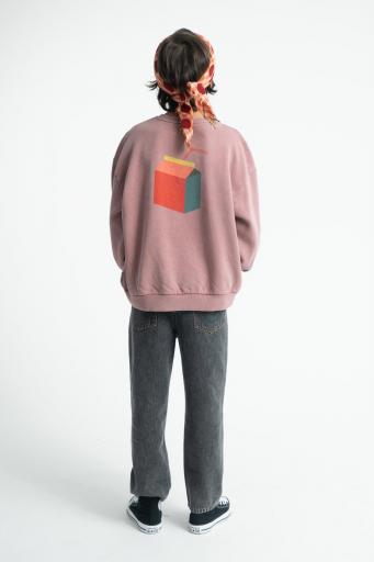 Piupiuchick,Oversized Sweatshirt Pink with "lunch Break" Print [3]
