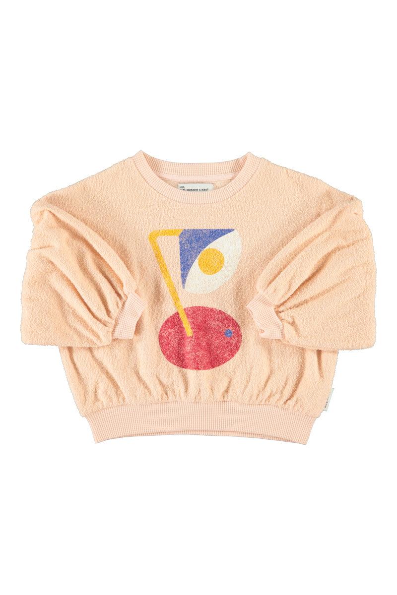 Piupiuchick,Sweatshirt Ballon Sleeves Light Pink with Desk Lamp Print