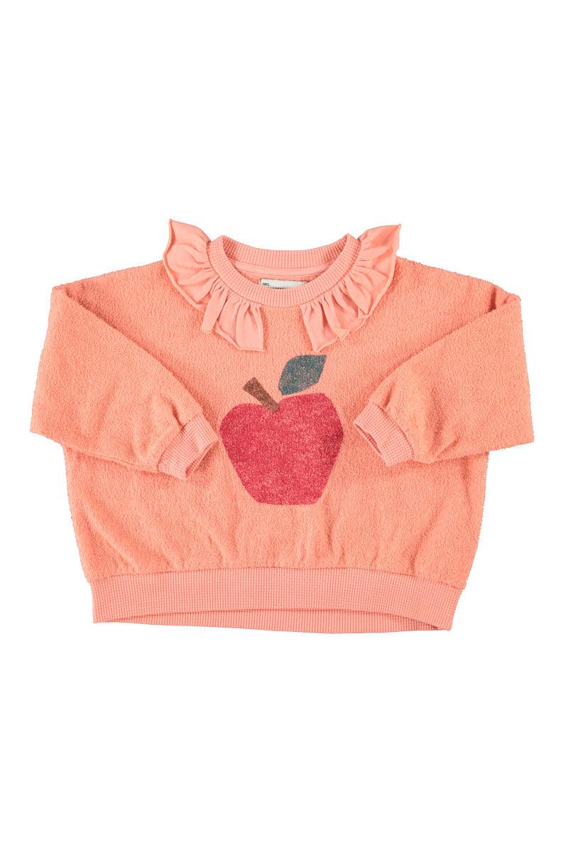 Piupiuchick,Sweatshirt with Collar Pink with Apple Print
