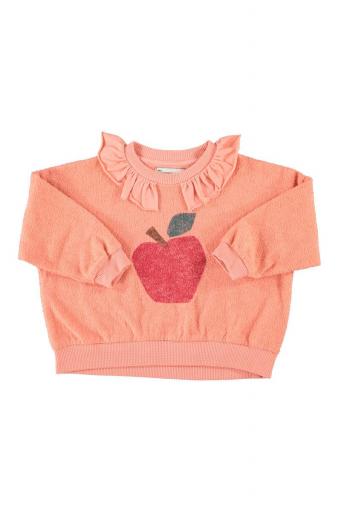 Piupiuchick,Sweatshirt with Collar Pink with Apple Print