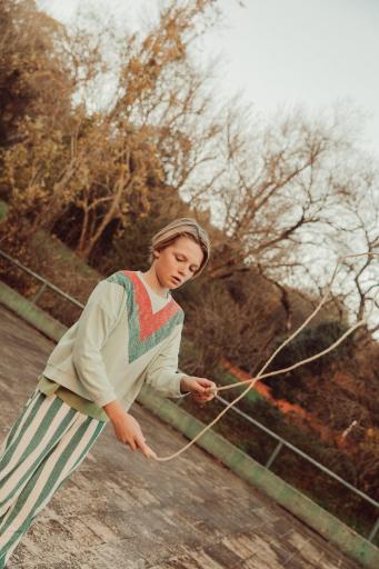 Piupiuchick,Sweatshirt Mint Green with Multicolor Triangle Print [1]