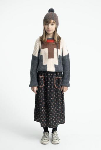 Piupiuchick,Knitted Sweater Dark Grey with Animal Print [1]