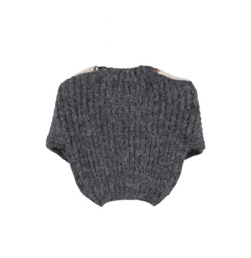Piupiuchick,Knitted Sweater Dark Grey with Animal Print [2]