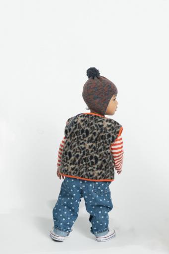 Piupiuchick,Knitted Bonnet Dark Grey with Animal Print [1]