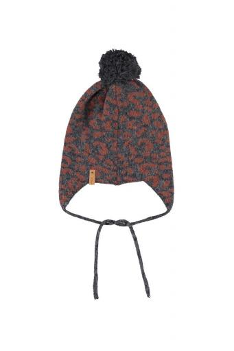 Piupiuchick,Knitted Bonnet Dark Grey with Animal Print [3]