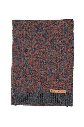 Piupiuchick,Knitted Scarf Dark Grey with Animal Print [2]