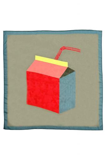 Piupiuchick,Chiffon Bandana Green with Multicolor Juice Box Print [1]
