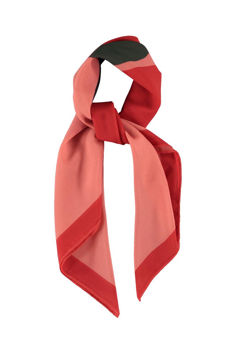 Piupiuchick,Chiffon Bandana Pink & Red with Apple Print
