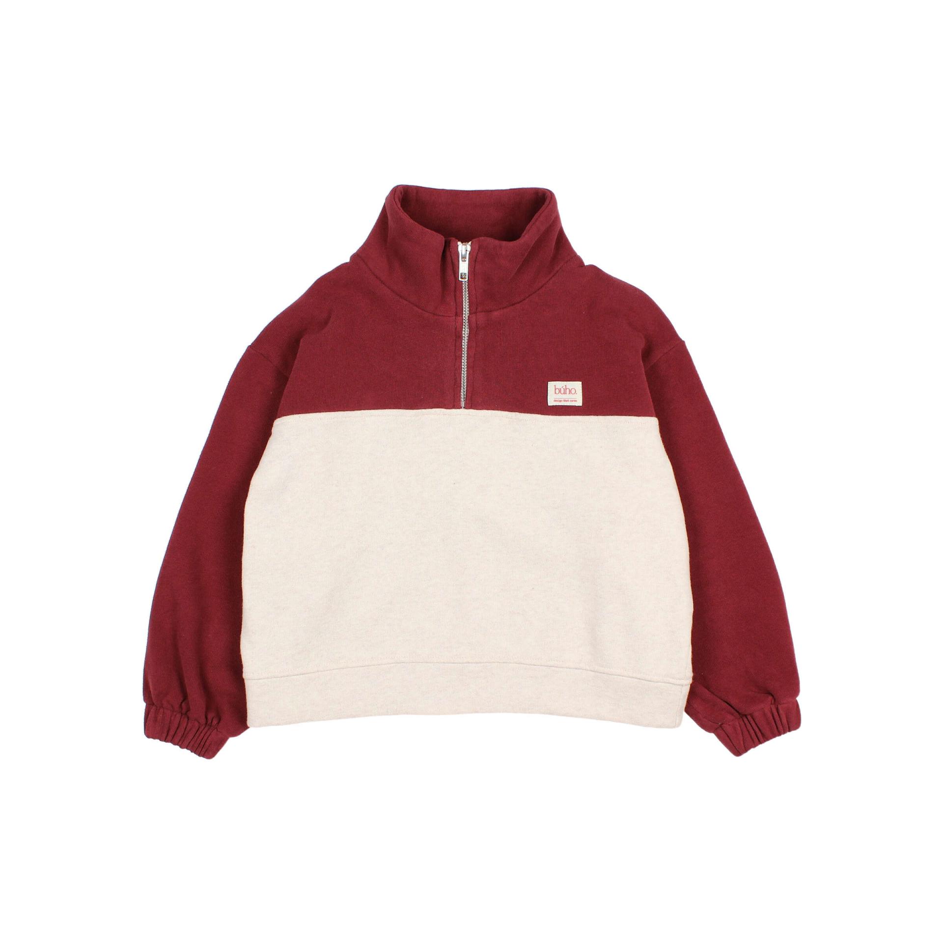 Búho,SOFT ZIP SWEATSHIRT, pomegranate