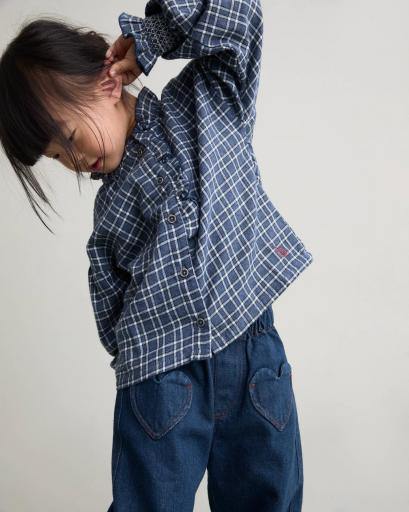 Búho,TARTAN BLOUSE,navy [3]