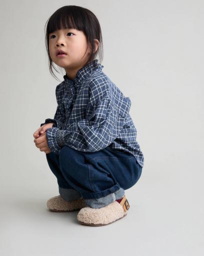 Búho,TARTAN BLOUSE,navy