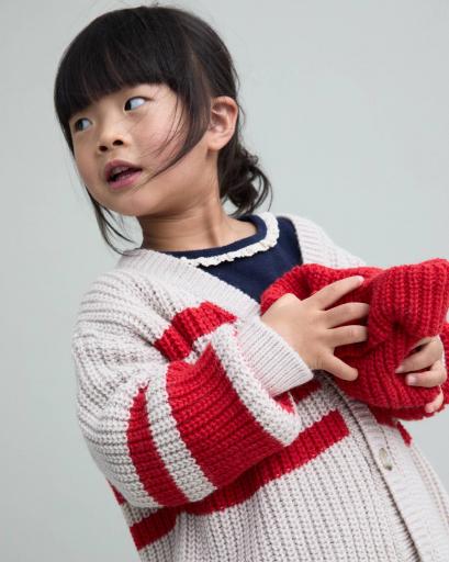 Búho,STRIPES CARDIGAN,poppy red  [3]