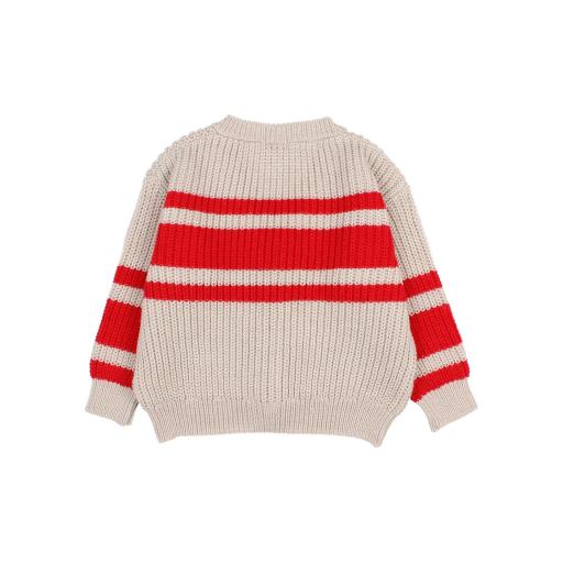 Búho,STRIPES CARDIGAN,poppy red  [2]