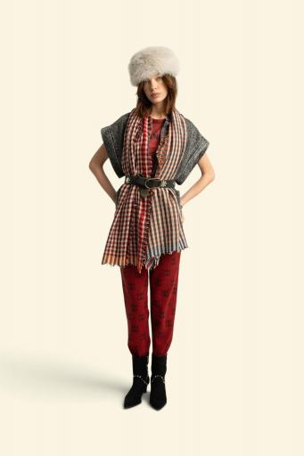 Sisters Department,Scarf | Red checkered w/ contrasting thread [3]
