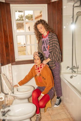Sisters Department,Scarf | Orange checkered w/ polka dots [1]