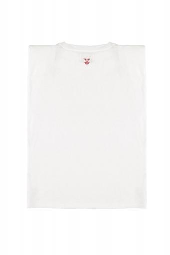 Sisters Department,Sleeveless t-shirt w/ shoulder pads | Ecru w/ "double trouble" print [1]