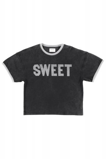 Sisters Department,T-shirt w/ short sleeves | Faded black w/ "sweet" print [0]