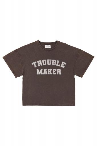 Sisters Department,T-shirt w/ short sleeves | Brown w/ "trouble maker" print [0]