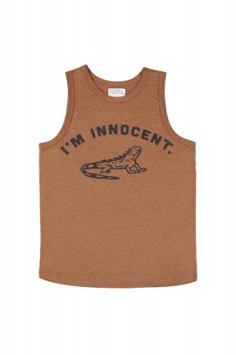 Sisters Department,Sleeveless round neck top | Brown w/ "i'm innocent" print [0]