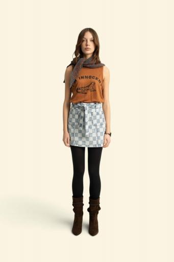Sisters Department,Sleeveless round neck top | Brown w/ "i'm innocent" print [1]