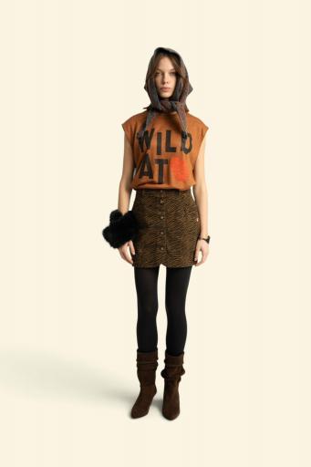 Sisters Department,Sleeveless t-shirt w/ round neck | Brown w/ "wild at heart" print [3]
