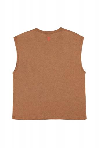 Sisters Department,Sleeveless t-shirt w/ round neck | Brown w/ "wild at heart" print [2]