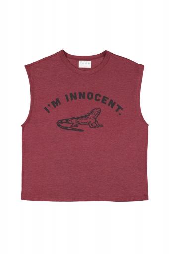 Sisters Department,Sleeveless t-shirt w/ round neck | Bordeaux w/ i'm innocent" print [0]