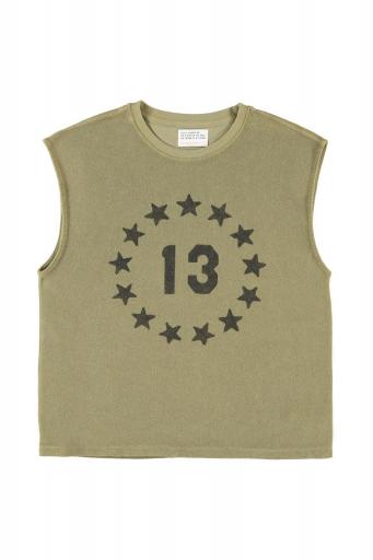 Sisters Department,Sleeveless t-shirt w/ round neck | Army green w/ "13" print [0]