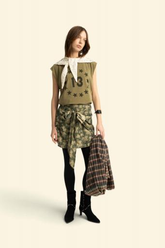 Sisters Department,Sleeveless t-shirt w/ round neck | Army green w/ "13" print [1]