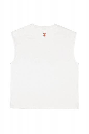 Sisters Department,Sleeveless t-shirt w/ round neck | Ecru w/ "lover" print [2]