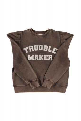 Sisters Department,Fitted sweatshirt | Fadded brown w/ "trouble maker" print [0]