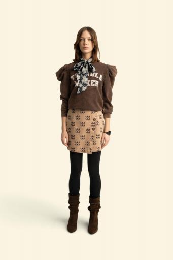 Sisters Department,Fitted sweatshirt | Fadded brown w/ "trouble maker" print [1]