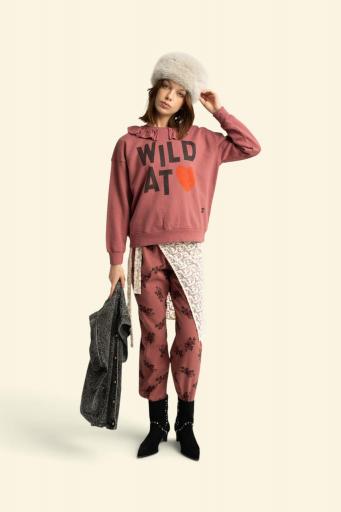 Sisters Department,Sweatshirt w/ ruffled collar | Old pink w/ "wild at heart" print [1]